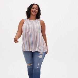 Torrid Crinkle Gauze Smocked Tank